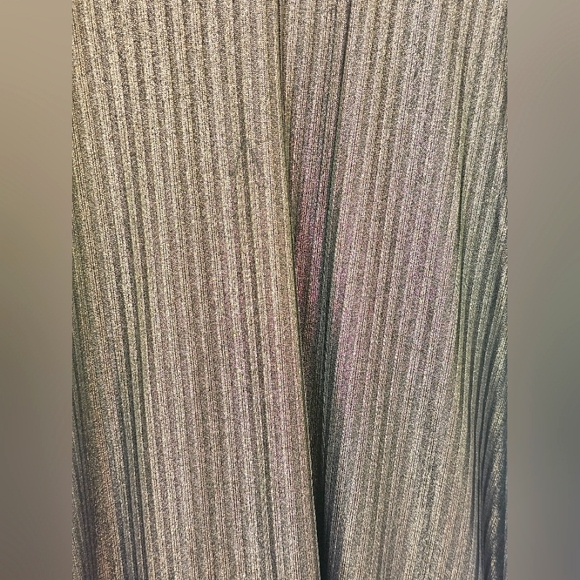 She + Sky Bronze Metallic Gold Brown Ribbed Swing Strappy Back Dress Size Large - Picture 5 of 11